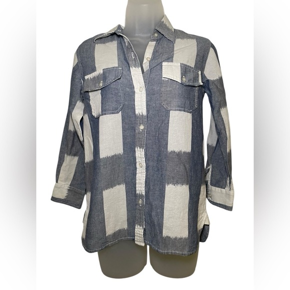 Current/Elliott Perfect Shirt Color Block Button Down Top Small NWOT - Picture 2 of 8